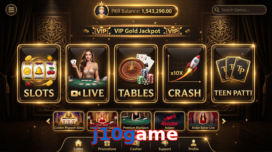 Main screen of J10game casino page for PK players